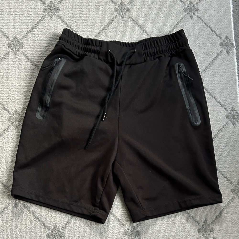 Men's Black Athletic Shorts with Zipper Pockets